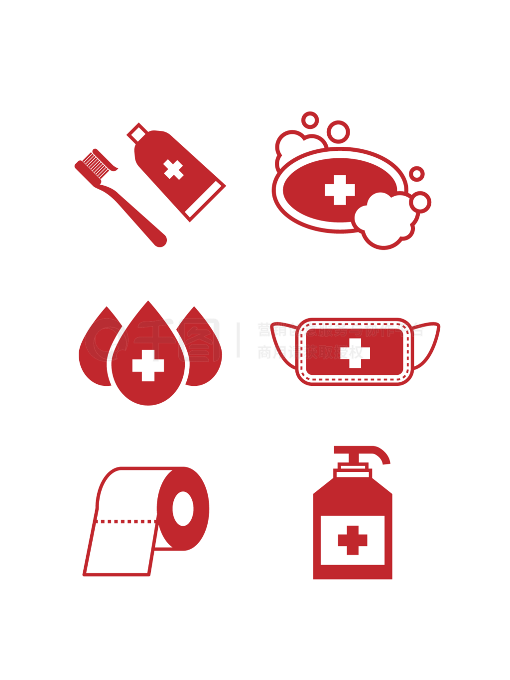 守护生命健康 矢量医疗用品消毒水纱布与一次性使用医疗用品的图标解读与价值探索